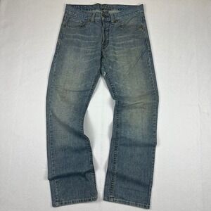 Royal Premium Mens Blue Distressed Straight Leg Denim Jeans Size 33x32